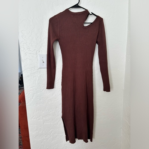 🔥 Böhme Chocolate Brown Fitted Cutout Midi-dress. Small BNWOT - Picture 5 of 8